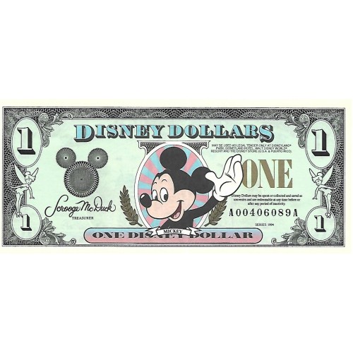 1994 - Disney United States 1 Dollar banknote 1994 - Disney United States 1 Dollar banknote