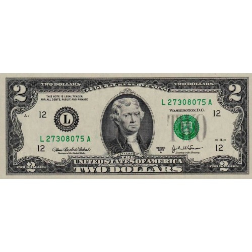 2003 - Estados Unidos P516b I  billete de 2 Dólares