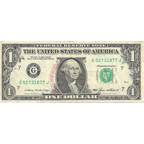 1985 - United States 1 Dollar banknote Letter G PIC 474 VF