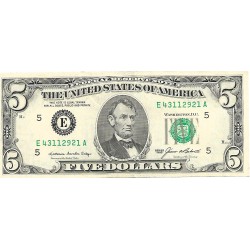 1985 - United States 5 Dollars banknote Letter E PIC 475 UNC