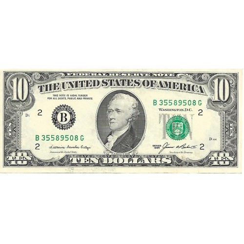 1985 - United States 10 Dollars banknote Letter B PIC 476 UNC