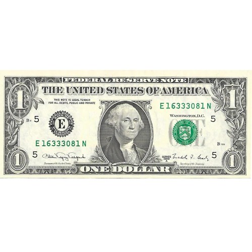 1988A - Estados Unidos PIC 480b billete 1 Dolar Letra E S/C