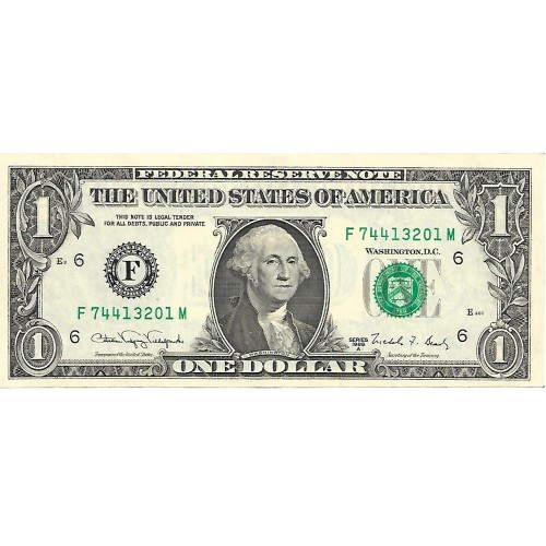 1988A - Estados Unidos PIC 480b billete 1 Dolar Letra F S/C
