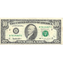 1995 - United States 10 Dollars banknote Letter B PIC 499 F 1995 - United States 10 Dollars banknote Letter B PIC 499 F
