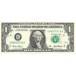 2001 - United States 1 Dollar banknote Letter G PIC 509a UNC 2001 - United States 1 Dollar banknote Letter G PIC 509a UNC