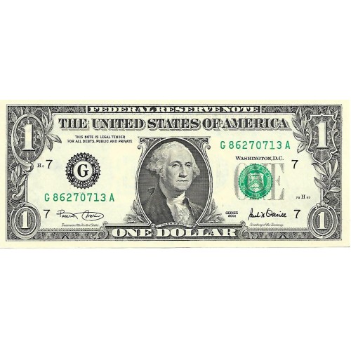 2001 - Estados Unidos PIC 509a billete de 1 Dolar Letra G S/C