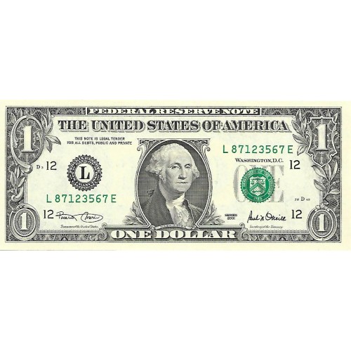 2001 - Estados Unidos PIC 509a billete de 1 Dolar Letra L S/C