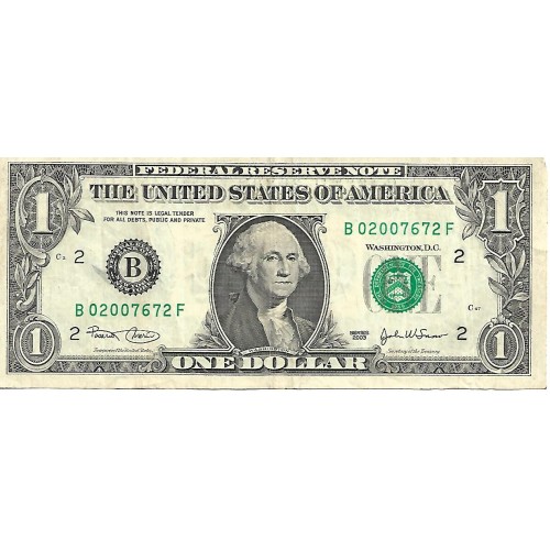 2003 - Estados Unidos PIC 515a billete de 1 Dolar Letra B MBC