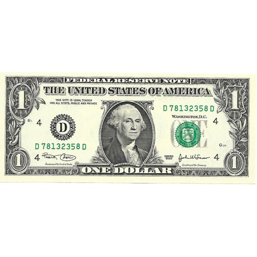 2003 - Estados Unidos PIC 515a billete de 1 Dolar Letra D S/C