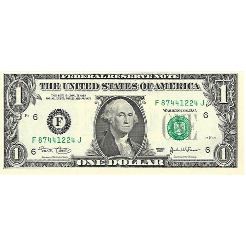 2003 - Estados Unidos PIC 515a billete de 1 Dolar Letra F S/C