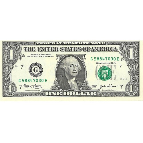 2003 - Estados Unidos PIC 515a billete de 1 Dolar Letra G S/C