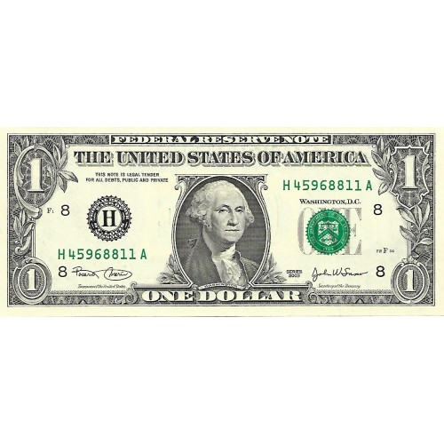 2003 - Estados Unidos PIC 515a billete de 1 Dolar Letra H S/C
