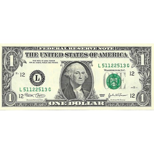 2003 - Estados Unidos PIC 515a billete de 1 Dolar Letra L S/C