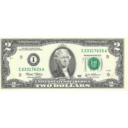 2003 - Estados Unidos PIC 516a billete de 2 Dolares Letra I S/C 2003 - Estados Unidos PIC 516a billete de 2 Dolares Letra I S/C