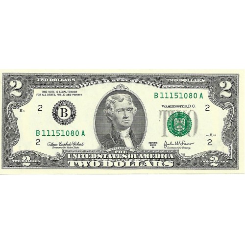 2003A - United States 2 Dollars banknote Letter B PIC 516b UNC