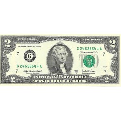 2003A - Estados Unidos PIC 516b billete de 2 Dolares Letra G S/C 2003A - Estados Unidos PIC 516b billete de 2 Dolares Letra G S/C
