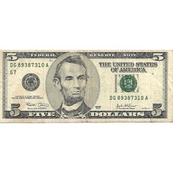 2003 - Estados Unidos PIC 517a billete de 5 Dolares MBC 2003 - Estados Unidos PIC 517a billete de 5 Dolares MBC