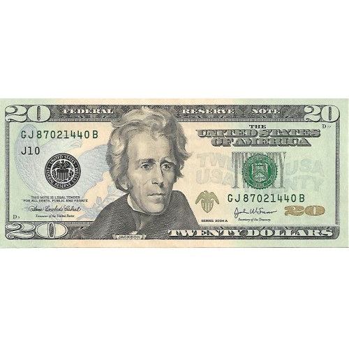 2004A - United States 20 Dollars banknote PIC 521b UNC