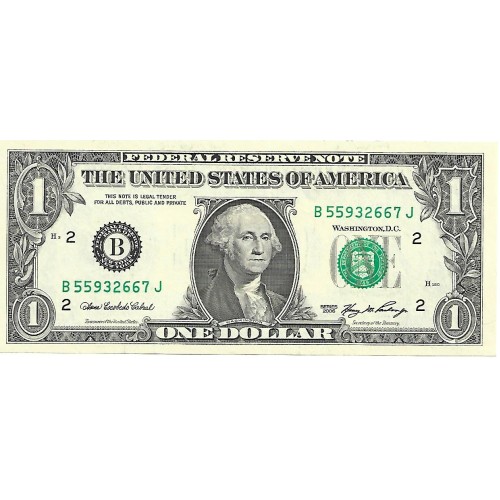 2006 - Estados Unidos PIC 523a billete de 1 Dolar Letra B S/C