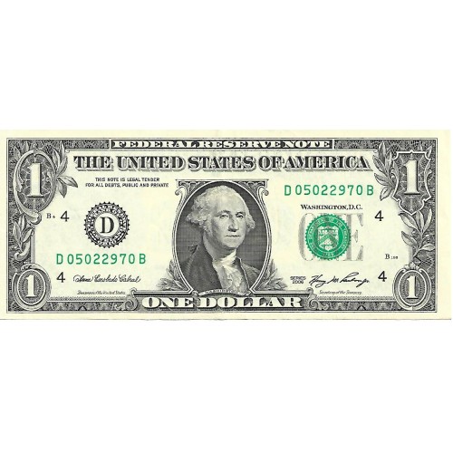 2006 - Estados Unidos PIC 523a billete de 1 Dolar Letra D EBC