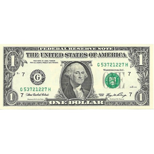 2006 - Estados Unidos PIC 523a billete de 1 Dolar Letra G S/C