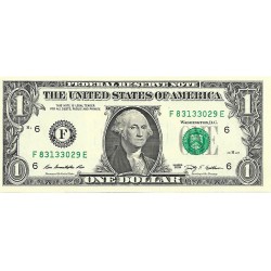 2009 - Estados Unidos PIC 530a billete de 1 Dolar Letra F S/C 2009 - Estados Unidos PIC 530a billete de 1 Dolar Letra F S/C