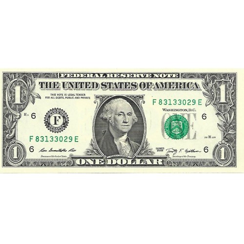 2009 - Estados Unidos PIC 530a billete de 1 Dolar Letra F S/C