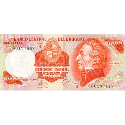 1974 - Uruguay Pic 53c 10,000 Pesos banknote