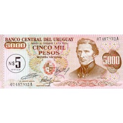 1975 - Uruguay P57 5 Nuevos Pesos banknote