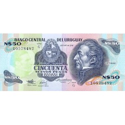 1989 - Uruguay P61A 50 Nuevos Pesos banknote