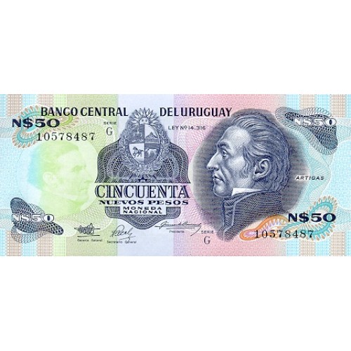 1988/9 - Uruguay 50 New Pesos banknote PIC 61A UNC