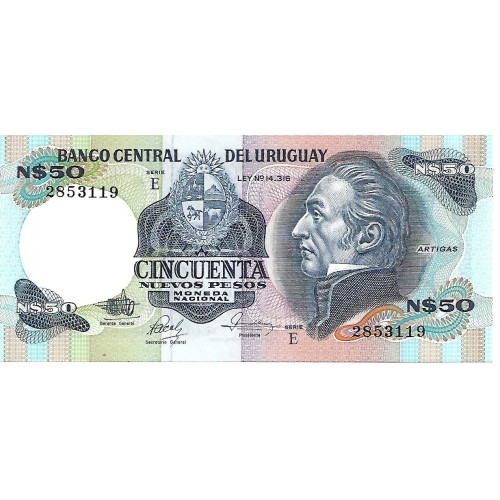 1987 - Uruguay 50 New Pesos banknote PIC 61d UNC