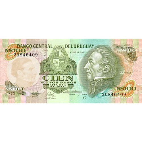 1987 - Uruguay P62A 100 Nuevos Pesos  banknote