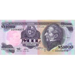 1992 - Uruguay P64Aa 1,000 Nuevos Pesos banknote