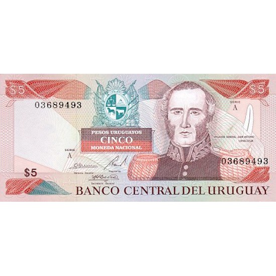 1983 - Uruguay P65 5,000 Nuevos Pesos - C banknote 1983 - Uruguay P65 5,000 Nuevos Pesos - C banknote