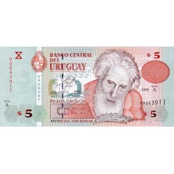 1998 - Uruguay 5 Pesos Uruguayos banknote PIC 80 UNC 1998 - Uruguay 5 Pesos Uruguayos banknote PIC 80 UNC