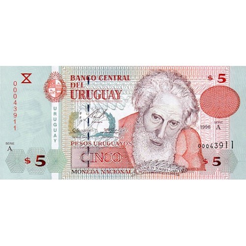 1998 - Uruguay 5 Pesos Uruguayos banknote PIC 80 UNC