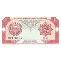 1994 - Uzbekistan pic 74  billete de 3 Sum 