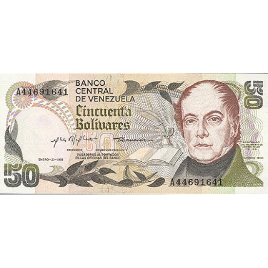 1981 - Venezuela P58a 50 Bolivares banknote 1981 - Venezuela P58a 50 Bolivares banknote