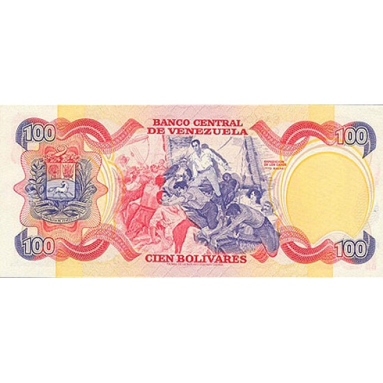 1980 - Venezuela P59a 100 Boivares banknote 1980 - Venezuela P59a 100 Boivares banknote