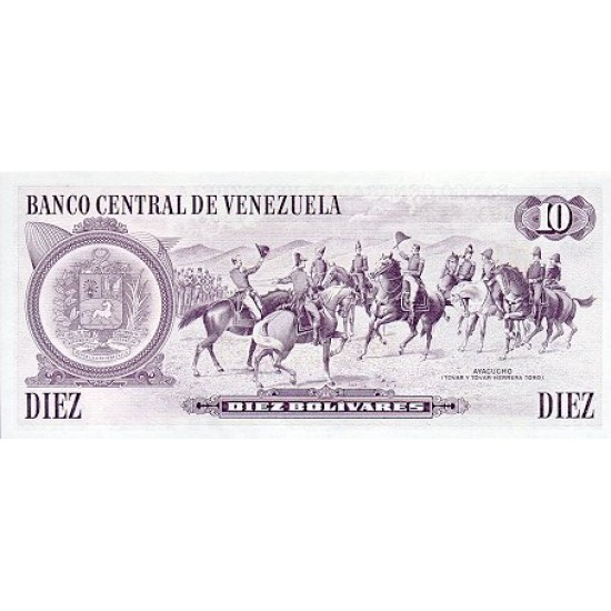 1981 - Venezuela P60a 10 Bolivares banknote 1981 - Venezuela P60a 10 Bolivares banknote