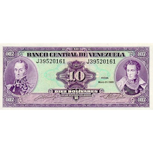 1992 - Venezuela P61c 10 Bolivares banknote