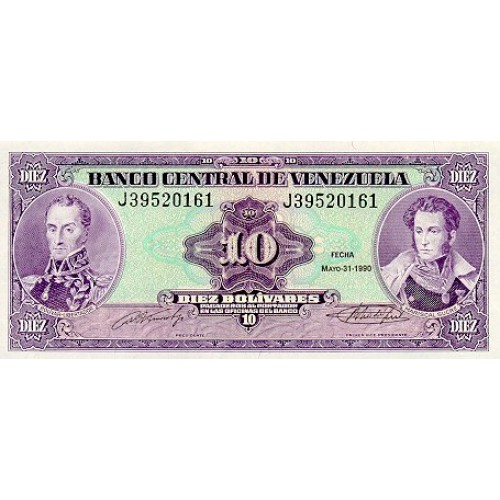 1990 - Venezuela P61b 10 Boli­vares banknote UNC