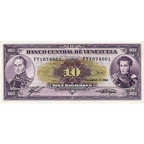 1988 - Venezuela P62 billete de 10 Bolívares