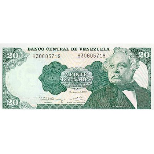 1990 - Venezuela P63c billete de 20 Bolívares