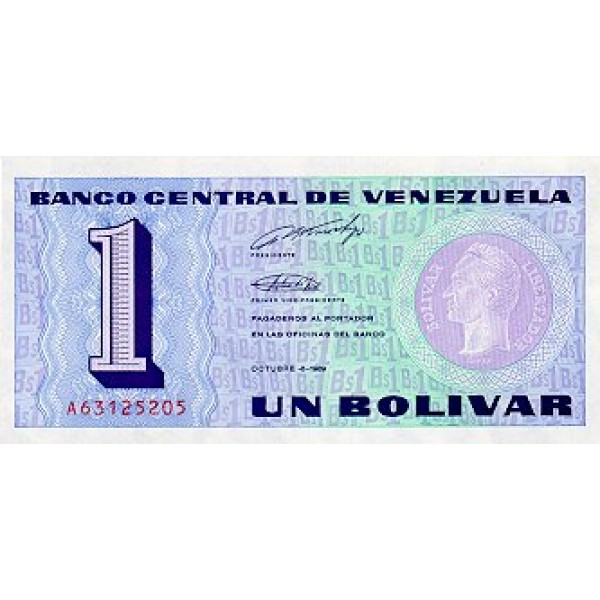 1989 - Venezuela P68 1 Bolivar banknote