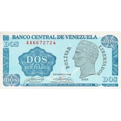1989 - Venezuela P69 billete de 2 Bolívares S/C