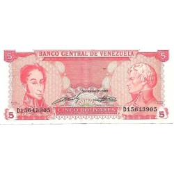 1989 - Venezuela P70b billete de 5 Bolívares MBC