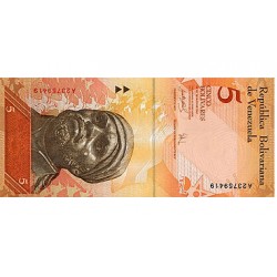 2007 - Venezuela P89a billete de 5 Bolívares S/C 2007 - Venezuela P89a billete de 5 Bolívares S/C