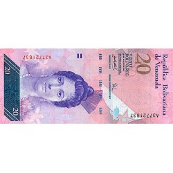2007 - Venezuela P91b billete de 20 Bolívares S/C 2007 - Venezuela P91b billete de 20 Bolívares S/C